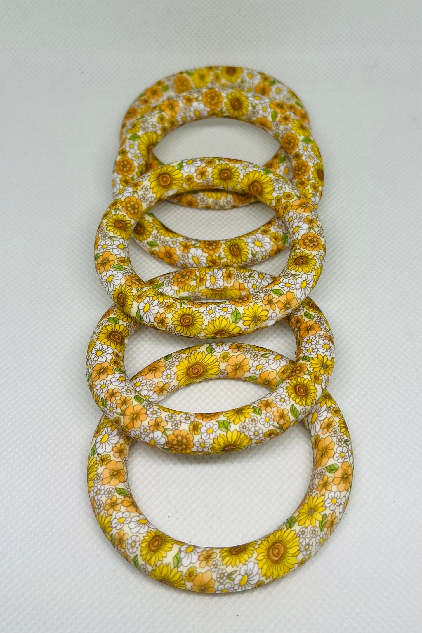 65mm Silicone Ring Bead Sunflower Printed Bead Car Charm Making Lanyard Making Keychain Making