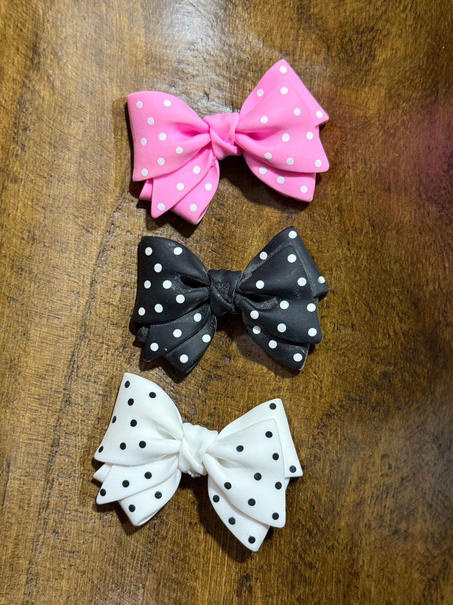 Large Polka Dot Bow Bead 2mm Opening Pink White or Black