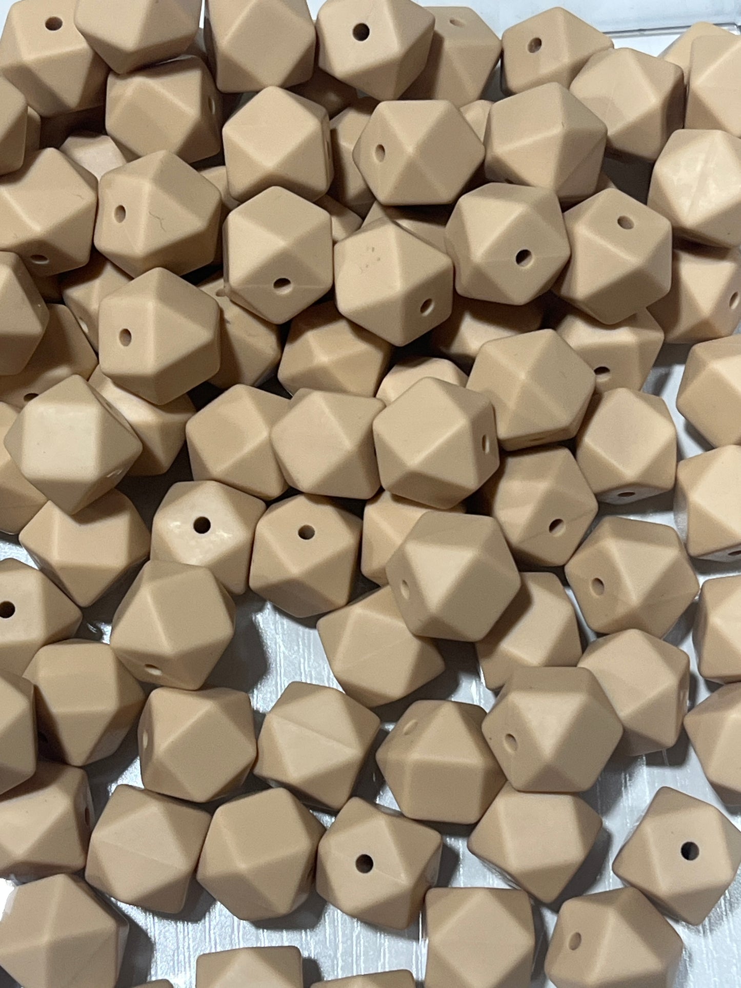 15 count 14mm Hexagon Silicone Solid Color Bead