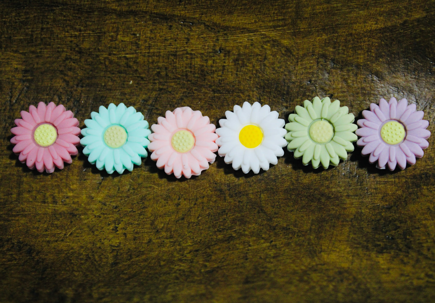 Mini Daisy Flower Silicone Focal Bead Six Color Options