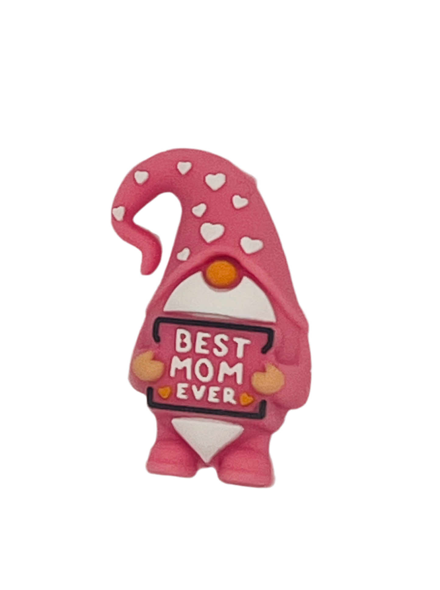 Silicone Focal Bead Best Mom Ever Gnome Focal Pink White