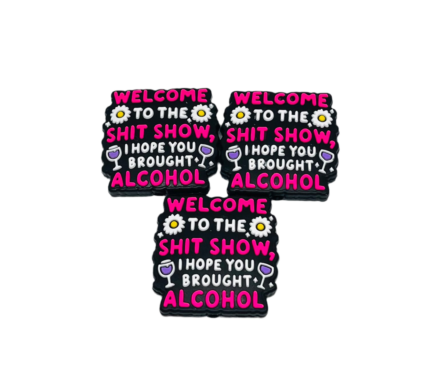 Alcohol Silicone Focal Bead Pink Black Purple White Beading
