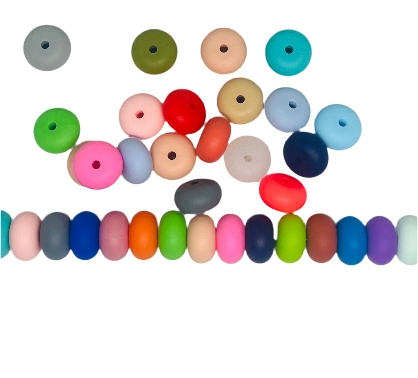 14mm Silicone Abacus (Biscuit) Spacer Bead Multiple Color 25 Count Bead Bag