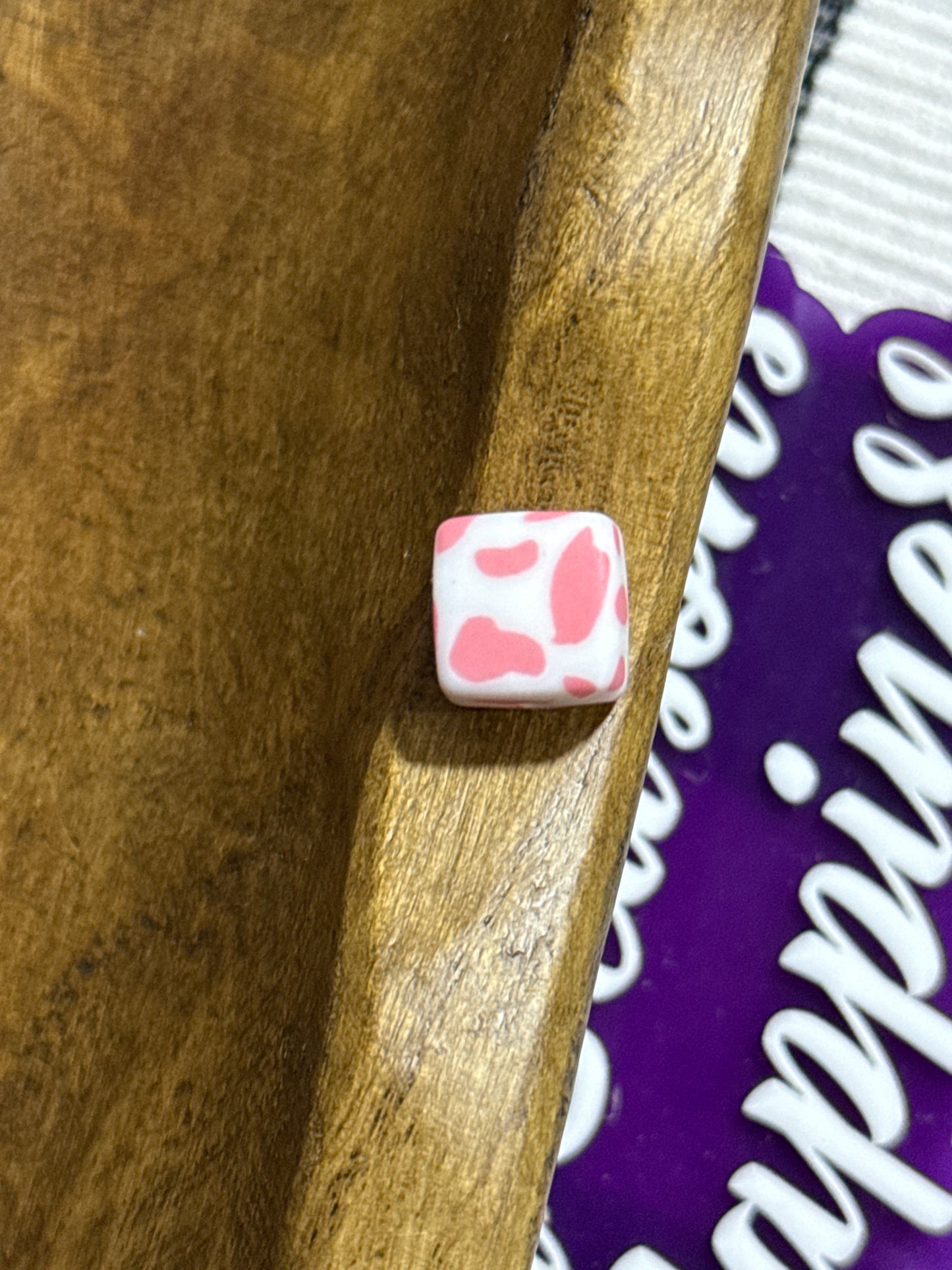 13.5mm Square Printed Silicone Bead