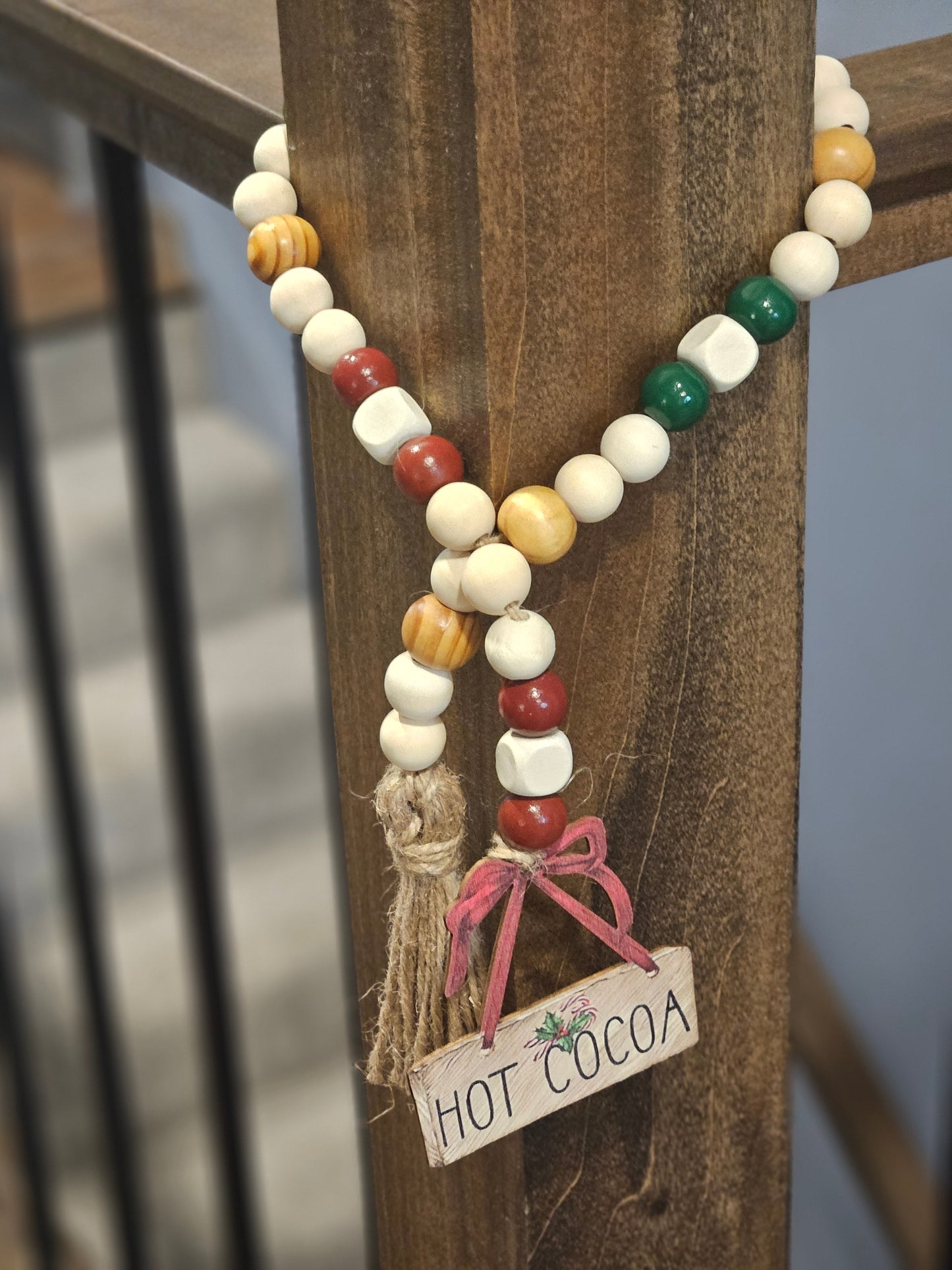 Christmas Garland/Decoration Wood Acrylic Jute Ribbon