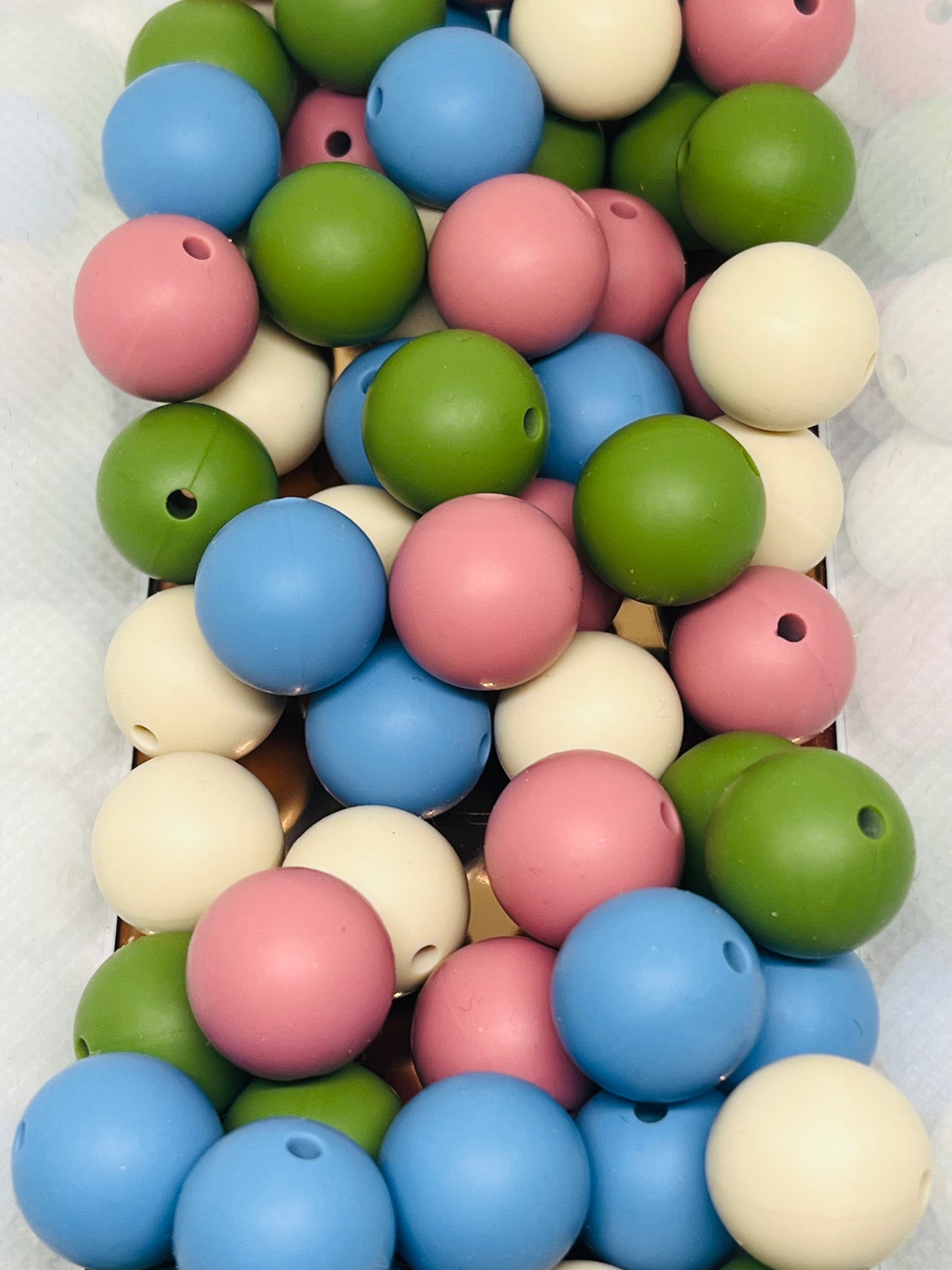 Country Cozy Bead Mix Silicone 15mm Bead Multicolor Mixed Bag Of Beads Dark Pink Powder Blue Sand Bean Green