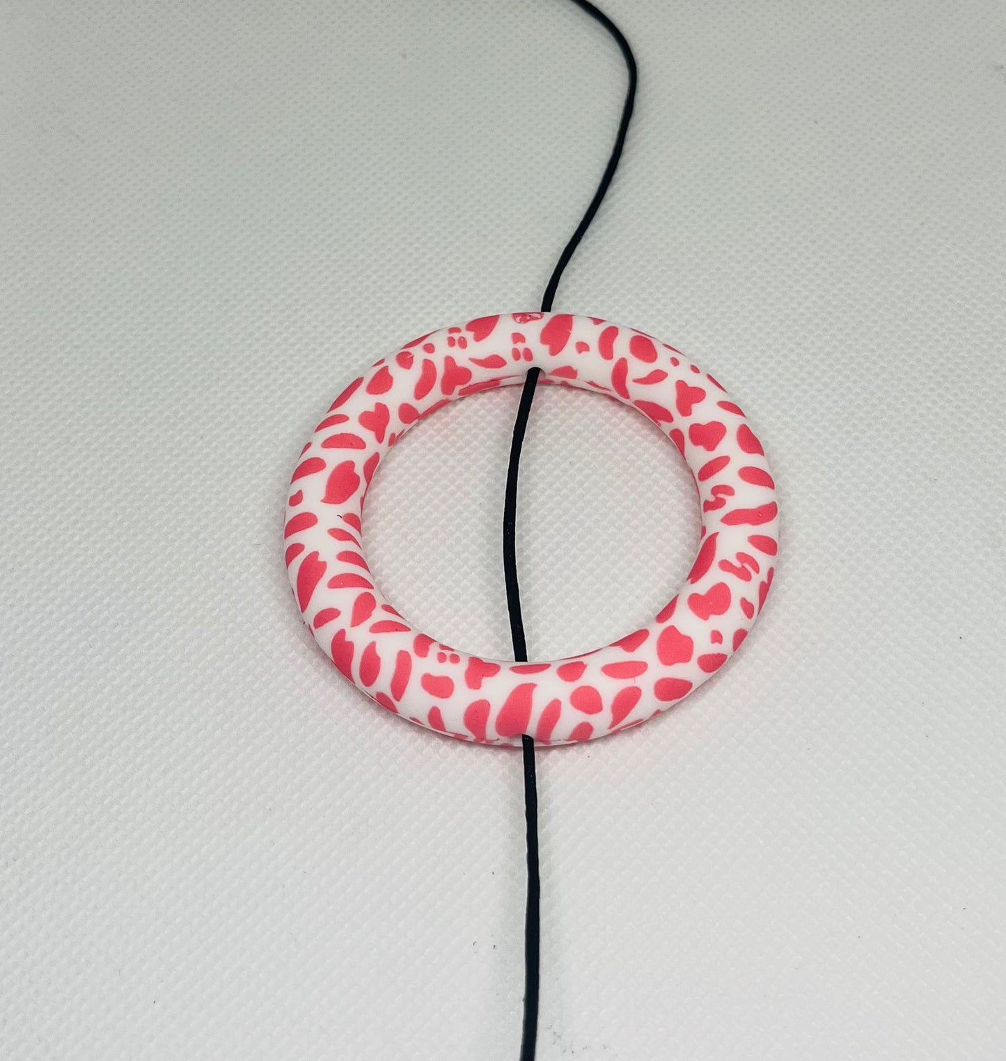 65mm Silicone Ring Bead Cow Print Printed Bead Car Charm Lanyard