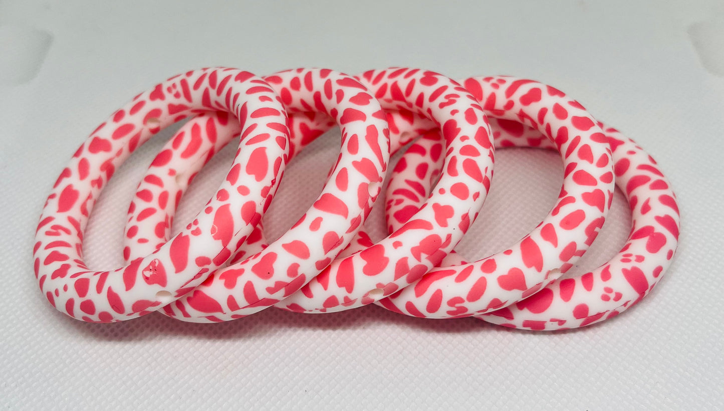65mm Silicone Ring Bead Cow Print Printed Bead Car Charm Lanyard