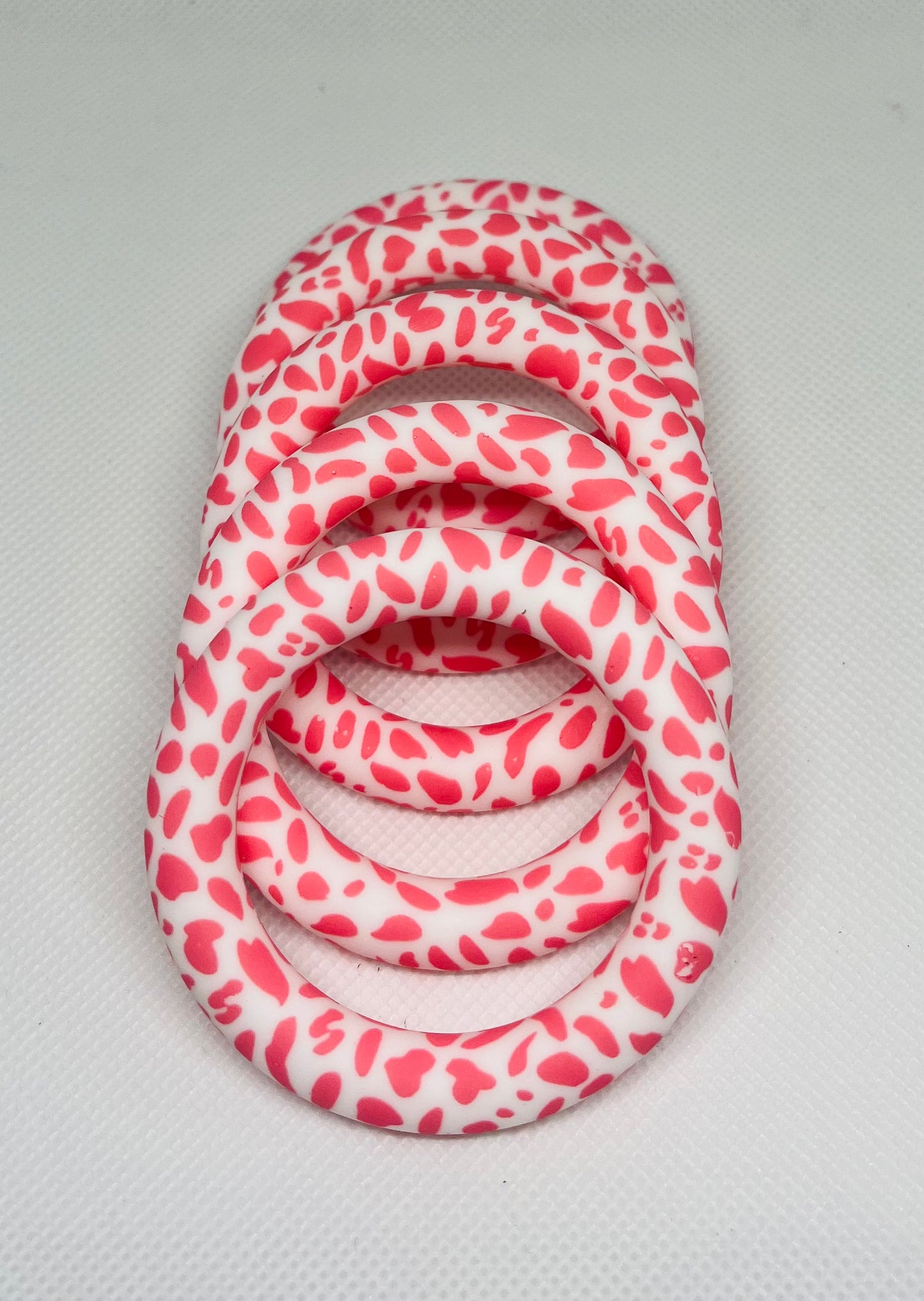 65mm Silicone Ring Bead Cow Print Printed Bead Car Charm Lanyard