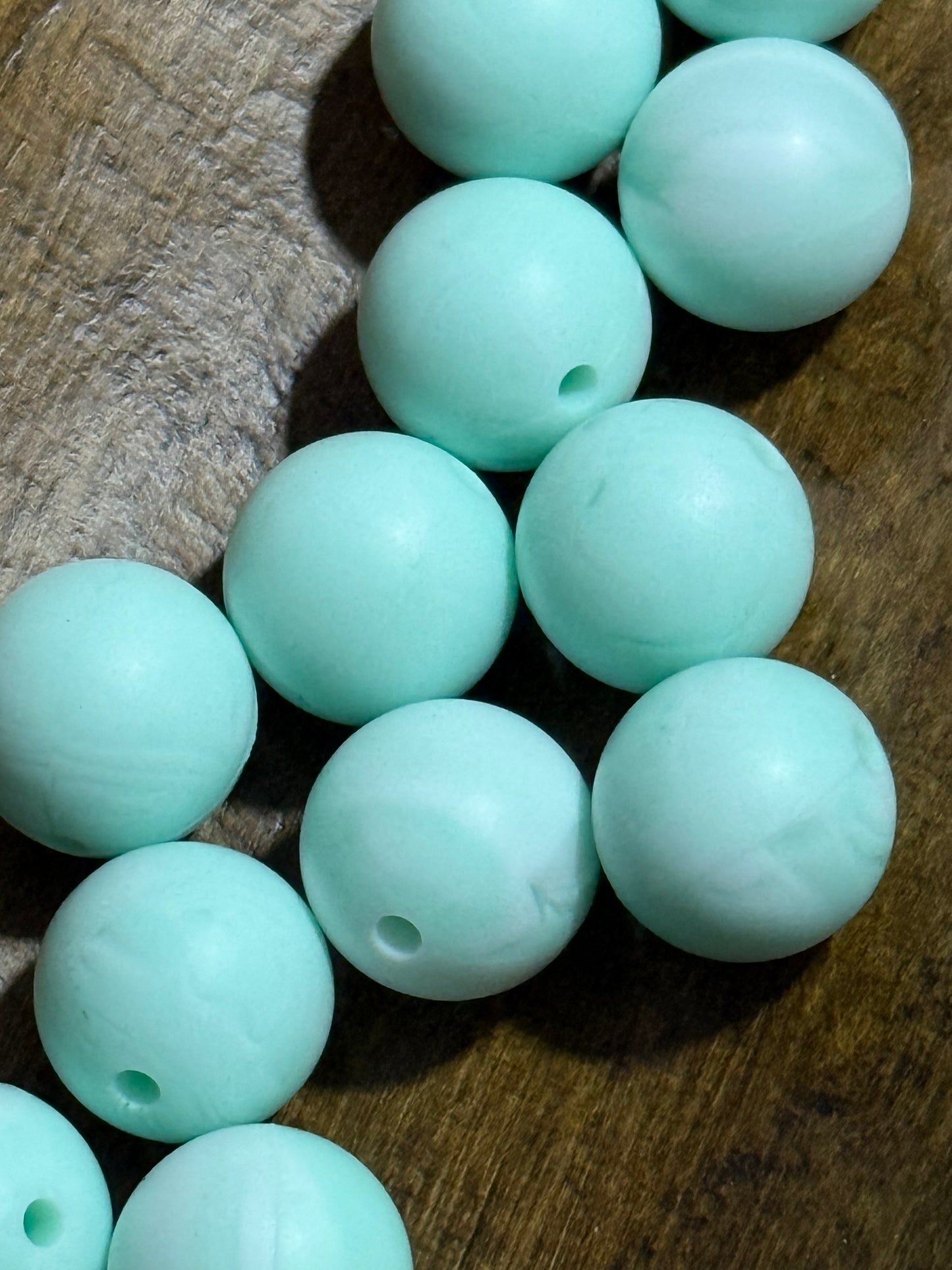 15mm Silicone Mint Marble Round Bead 2mm Opening