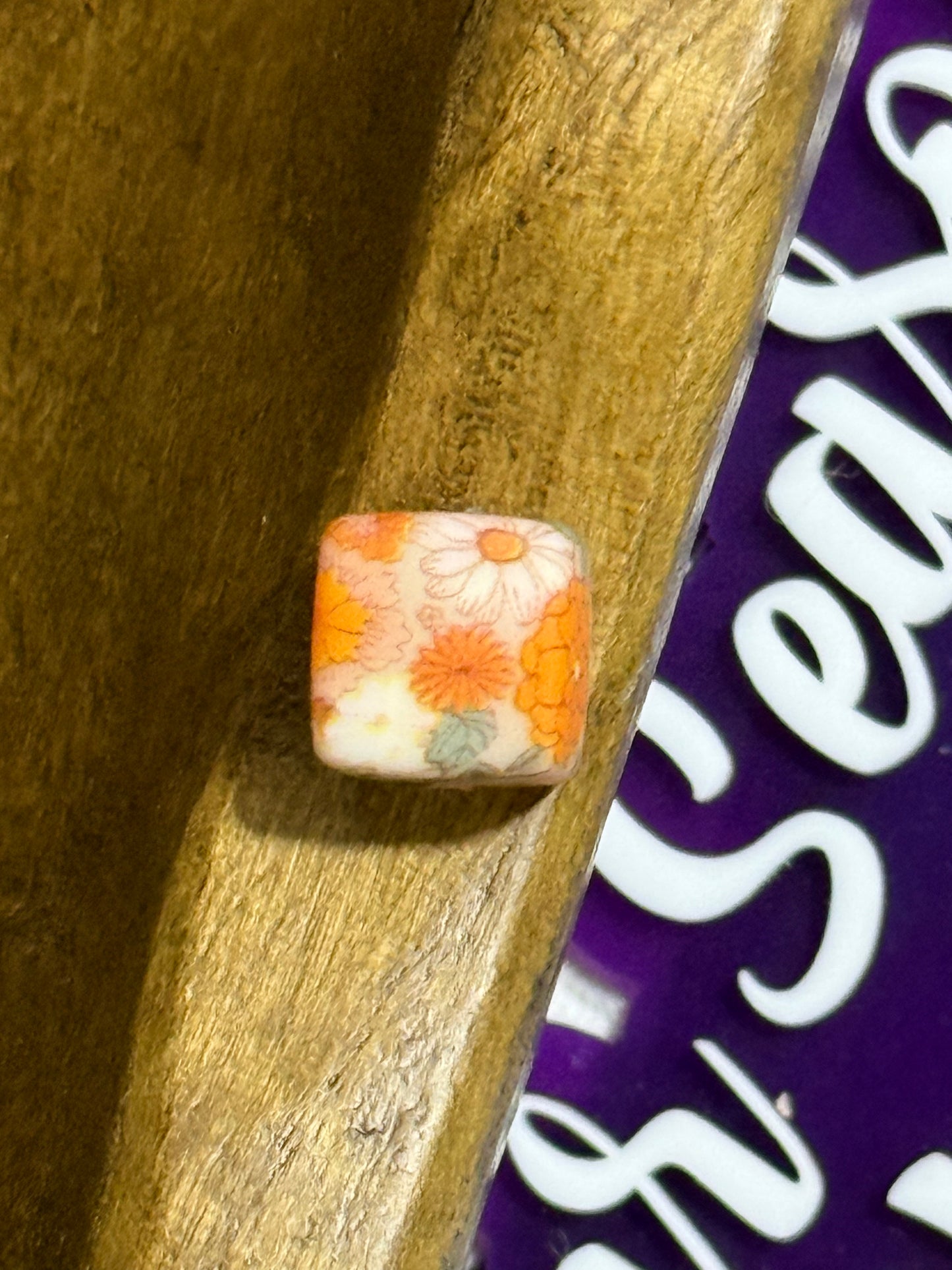 13.5mm Square Printed Silicone Bead