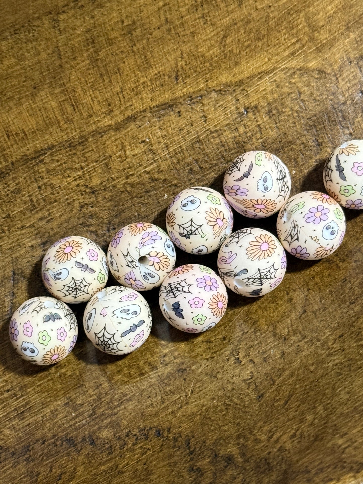 Fall 15mm Printed Silicone Round Bead