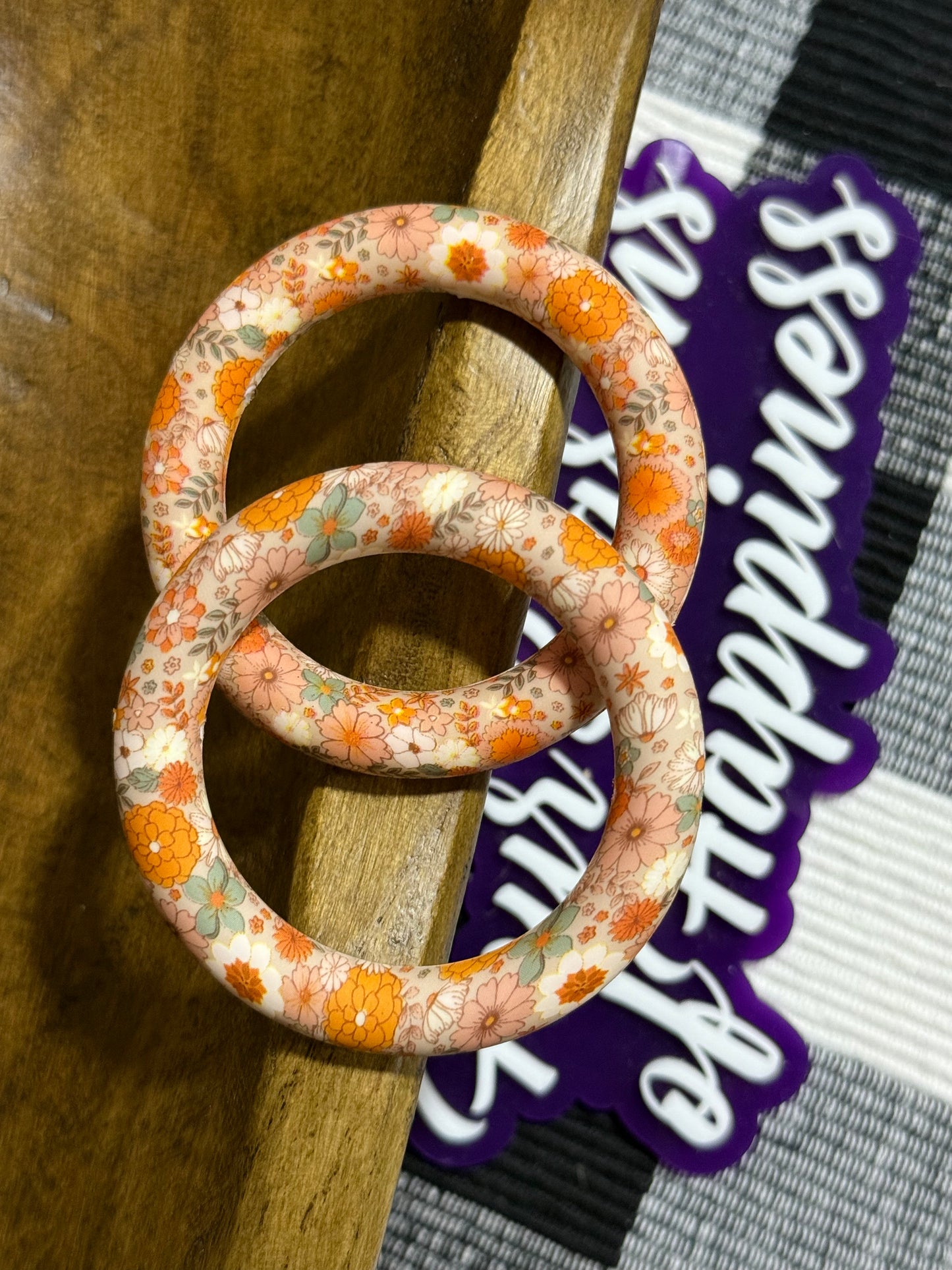 65mm Printed Silicone Ring Bead Multiple Print Options And Mixed Colors
