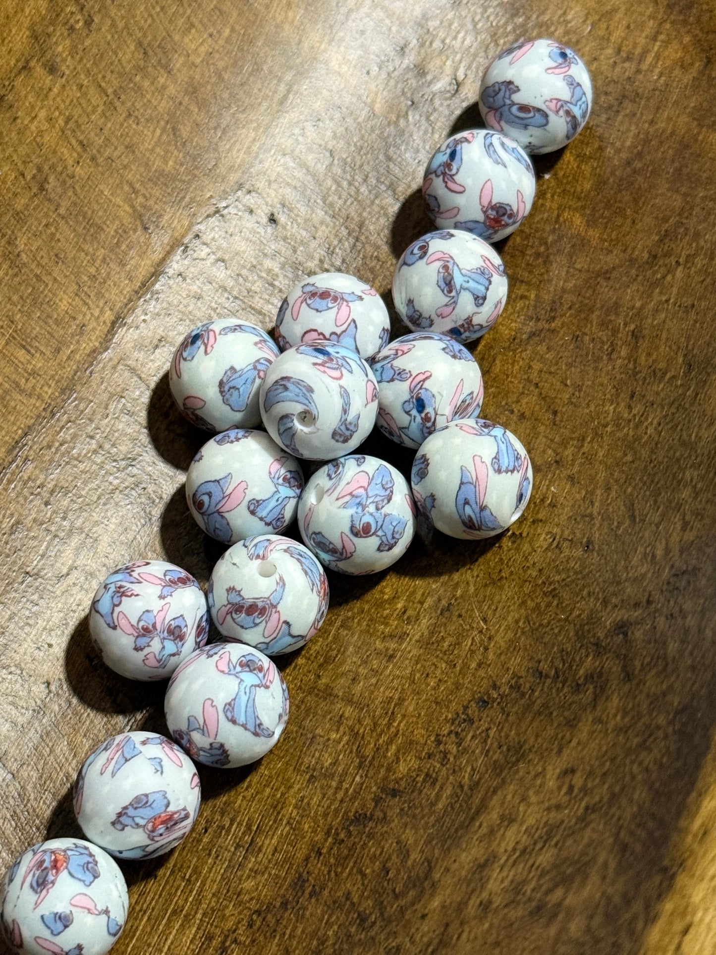 Blue Dude 15mm Printed Silicone Round Bead
