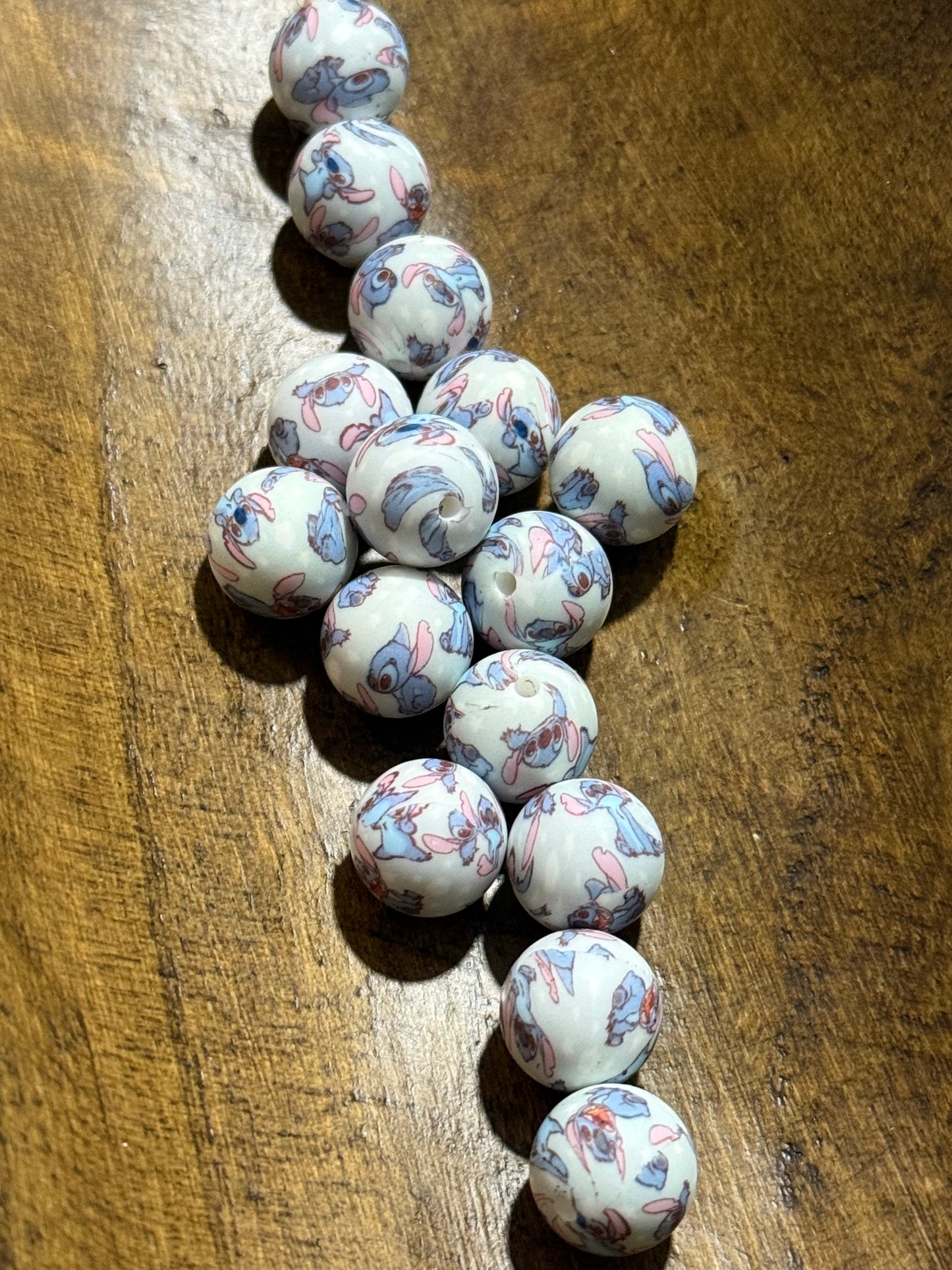 Blue Dude 15mm Printed Silicone Round Bead