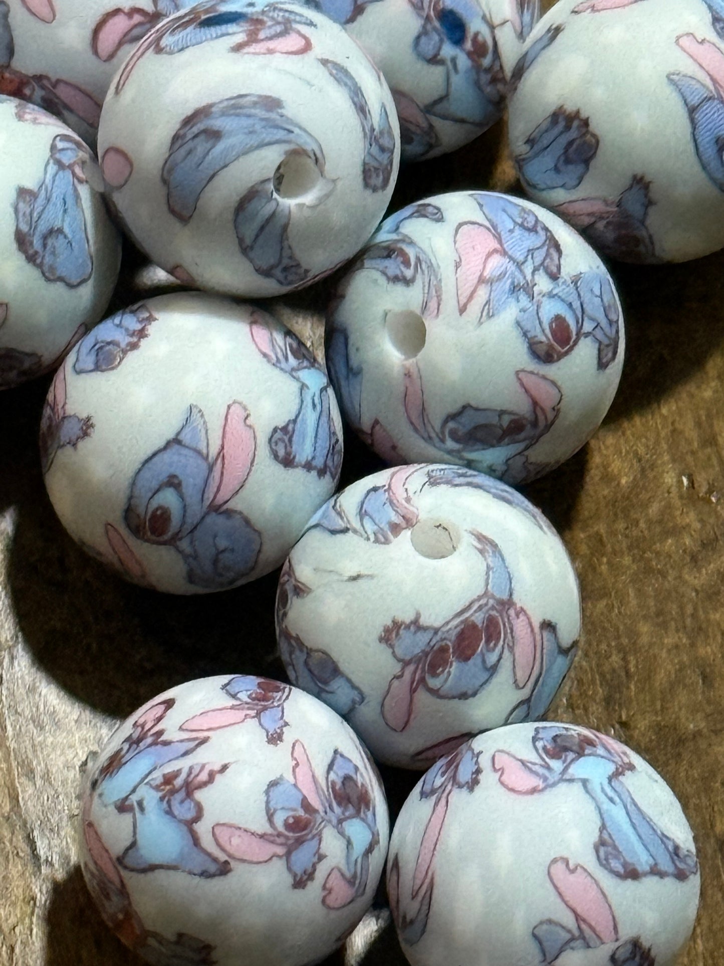 Blue Dude 15mm Printed Silicone Round Bead