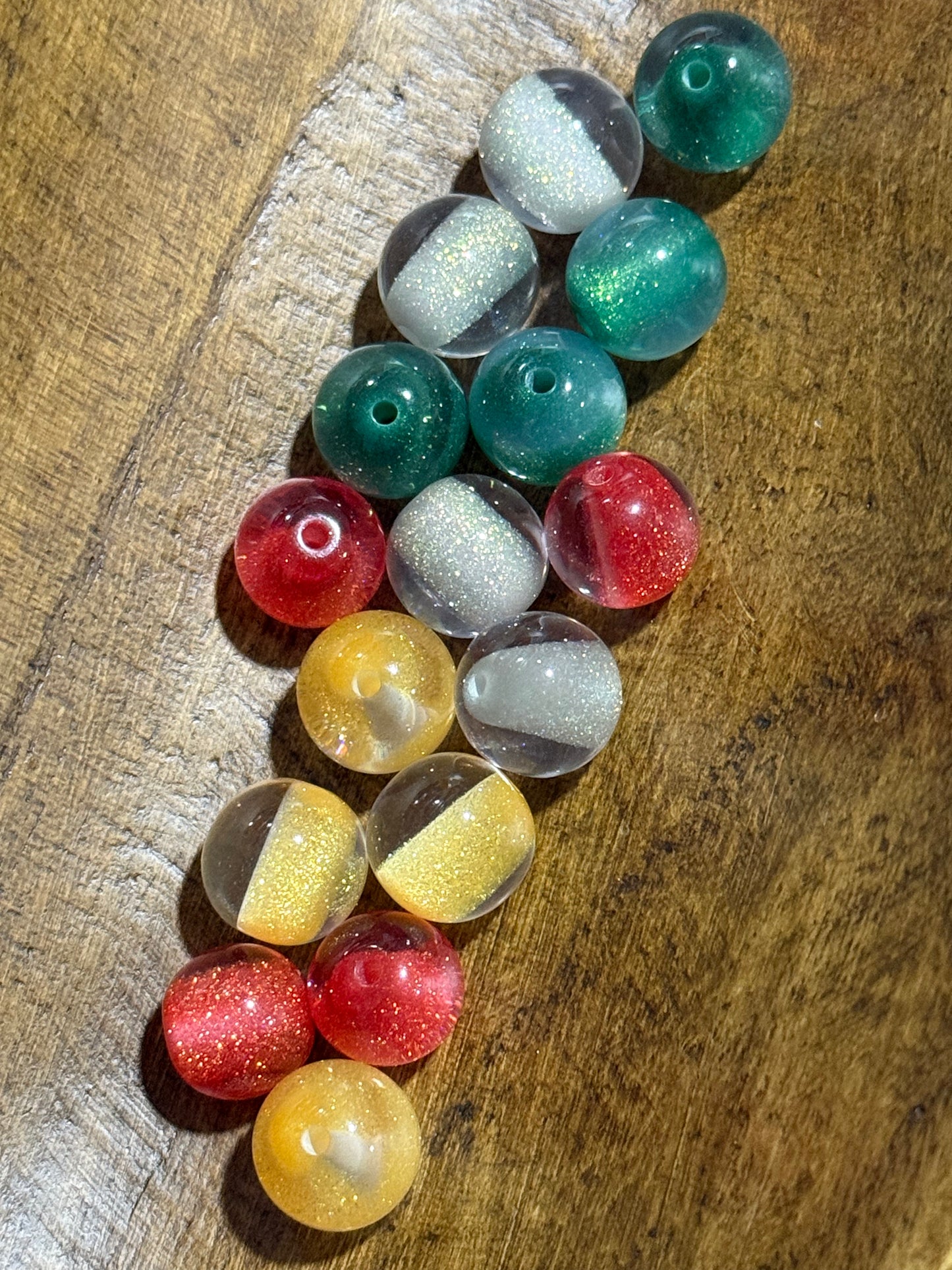 16mm Round Acrylic Bead Halloween Or Christmas 15 Count Bead Mix