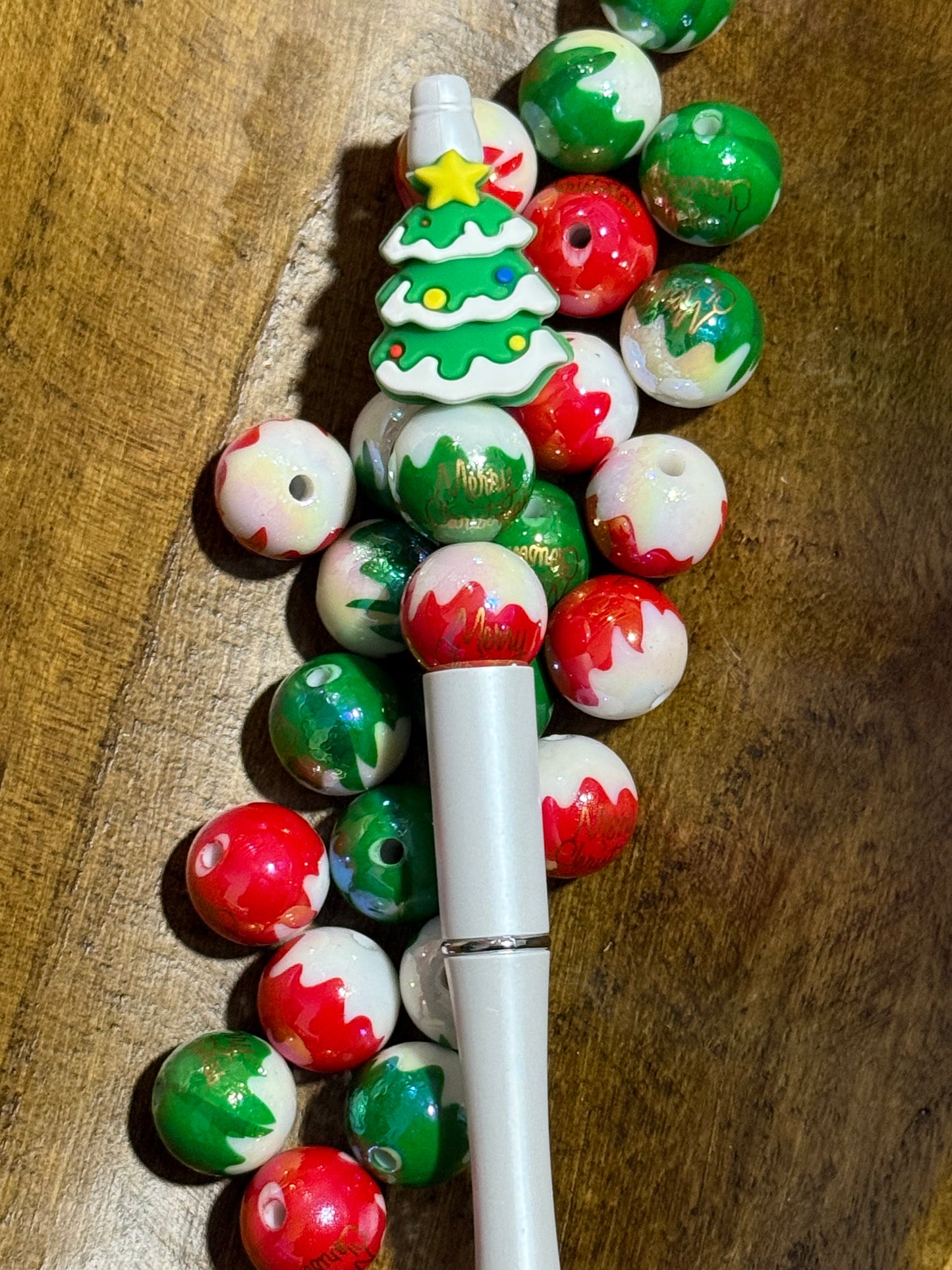 16mm Round Acrylic Bead Halloween Or Christmas 15 Count Bead Mix