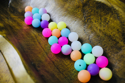 Neon Glow In The Dark 15mm Silicone 20 Count Bead Mix
