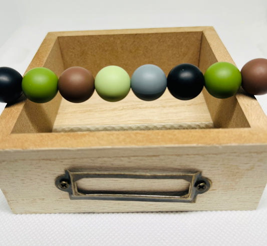 Camo Bead Mix 60 Count 15mm Silicone Beads Multicolor Camouflage Black Coffee Brown Christmas Green Matcha Green Bean Green Dim Gray