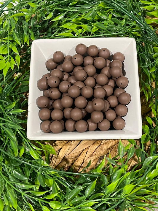 Silicone 15mm Coffee Brown Bead