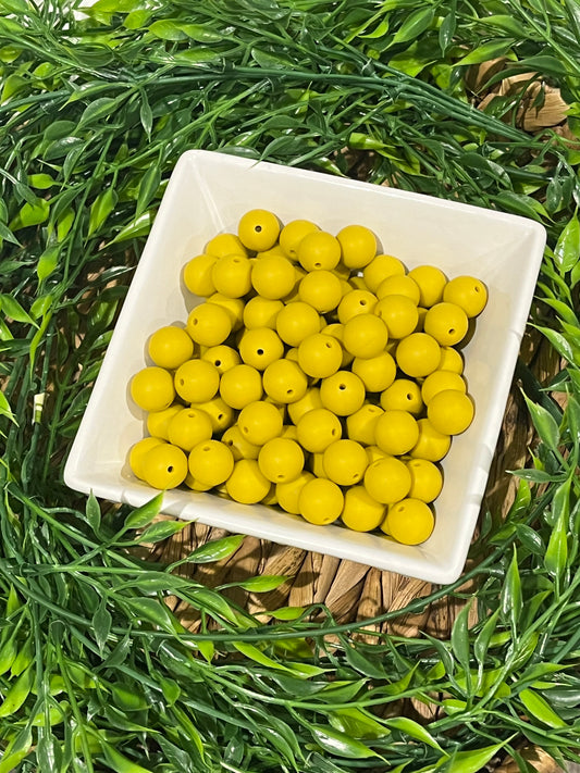 Silicone 15mm Mustard Yellow Bead