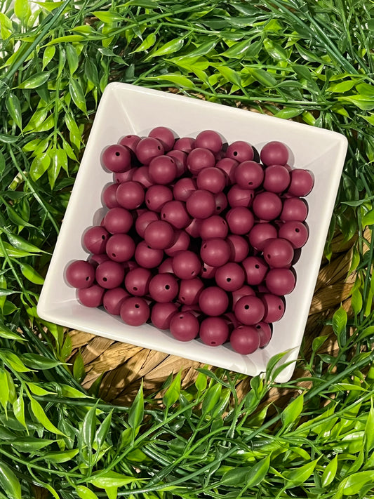 Silicone 15mm Wine Color Bead