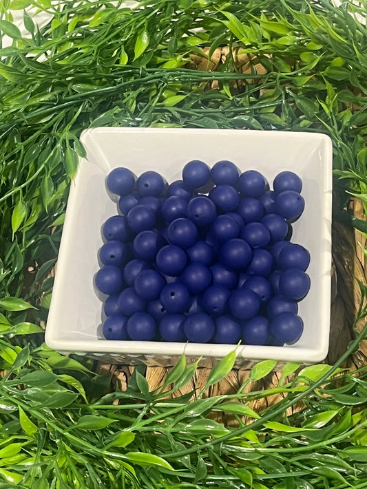 Silicone 15mm Bead Navy Blue