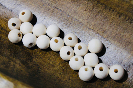 16mm Natural Wood 50 Count Bead Bag