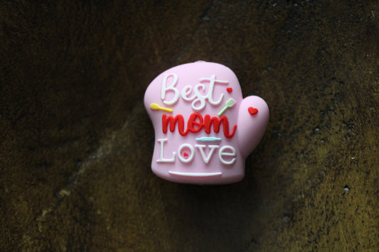 Best Mom Love Silicone Focal Bead Pen Beading Pink White Red