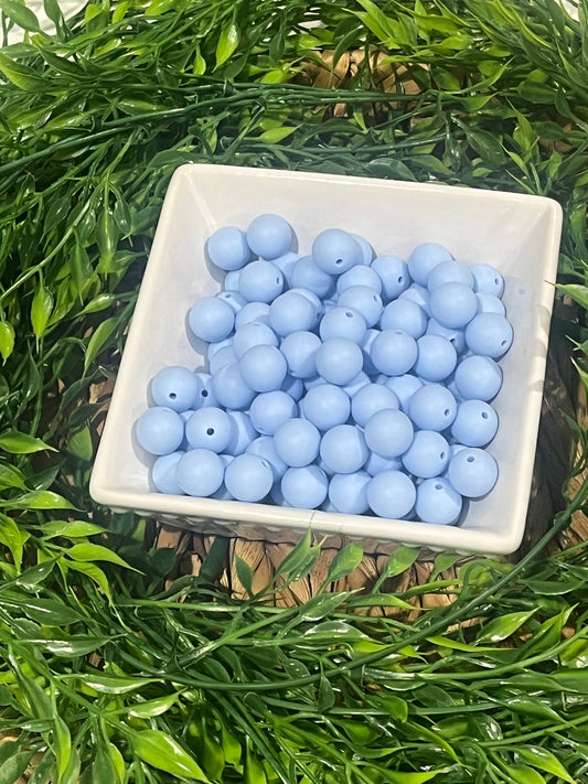 Silicone 15mm Pastel Blue Bead