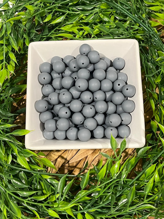 Silicone 15mm Gray Bead