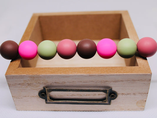 Coffee Shop Bead Mix 60 Count Pack 15mm Silicone Multicolor Beads Pink Dark Pink Matcha Green Coffee Brown Crafting Pen Beading