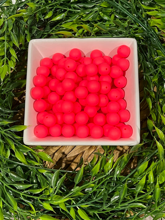 Silicone 15mm Red/Pink Bead