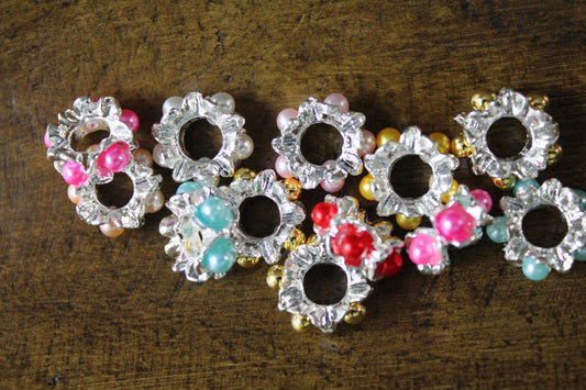 14mm Metal Pearl Multiple Color 12 Count Silver Base Spacer Bead