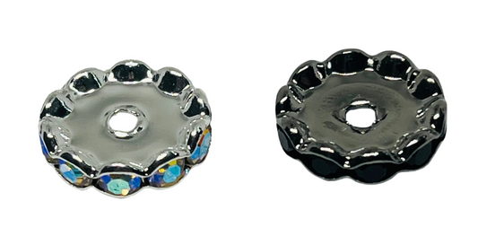 16mm Rhinestone Spacer Bead Silver or Gunmetal 15 Count