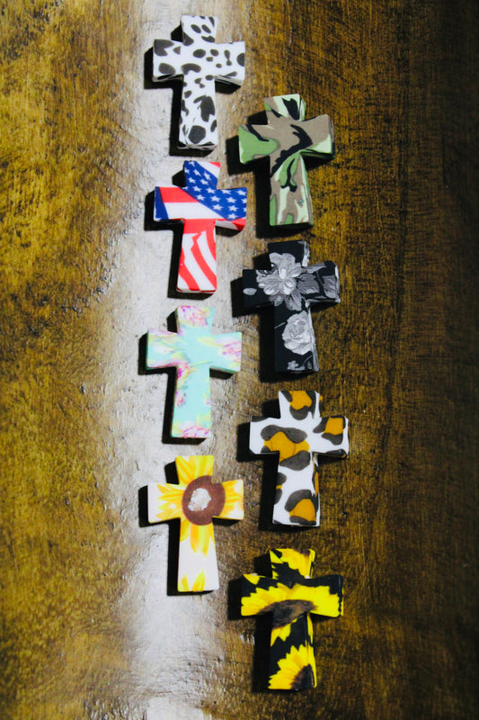 Printed Cross Silicone Focal Bead Multiple Pattern Options