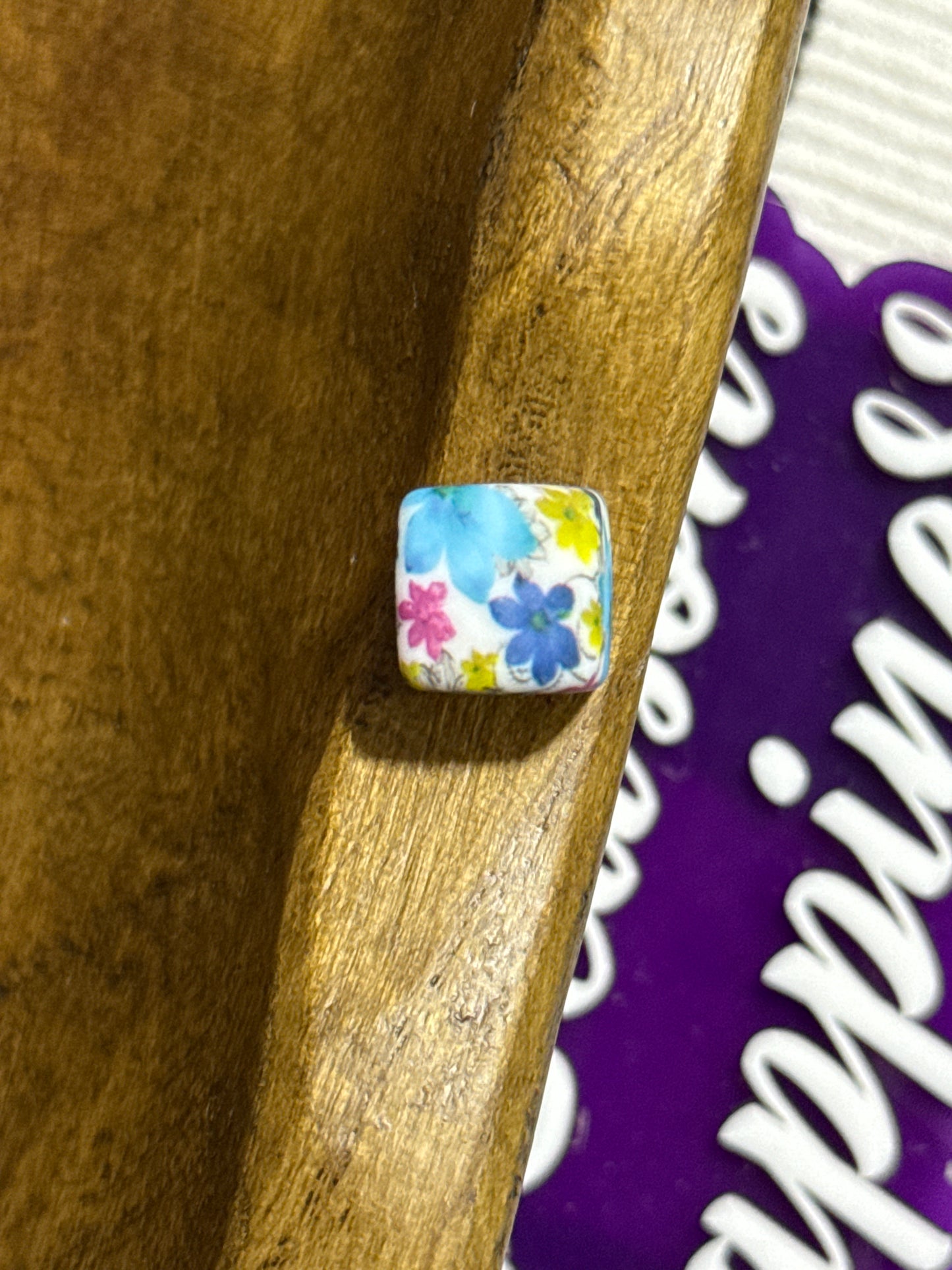 13.5mm Square Printed Silicone Bead
