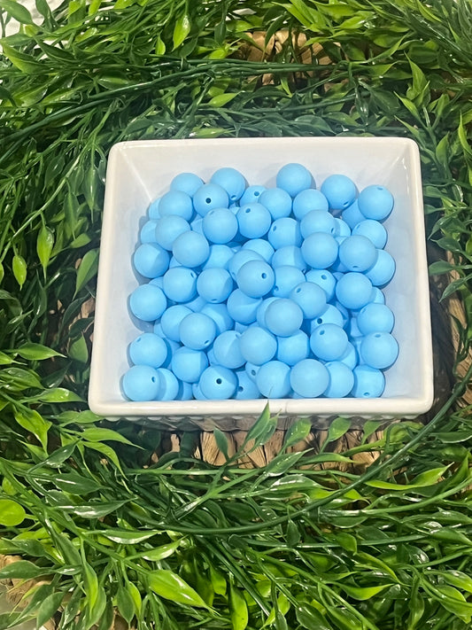 Silicone 15mm Baby Blue Bead