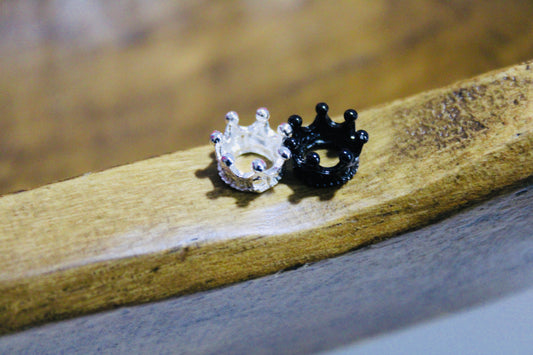Metal Mini Crown Spacer Bead Silver And Black Mixed 12 Count Bag