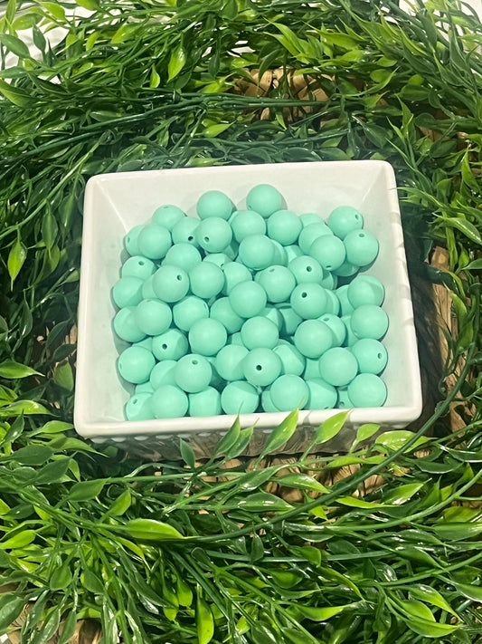 Silicone 15mm Mint Color Bead