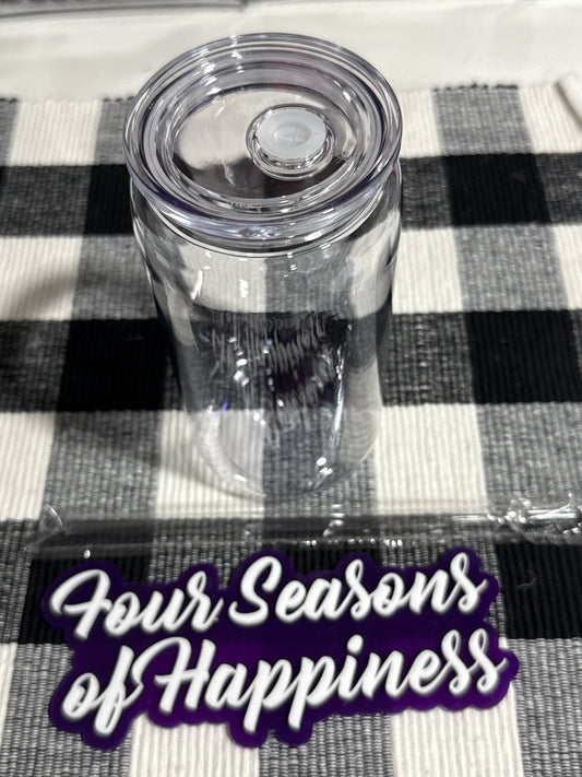 16oz Acrylic Clear Cup With Lid And Straw