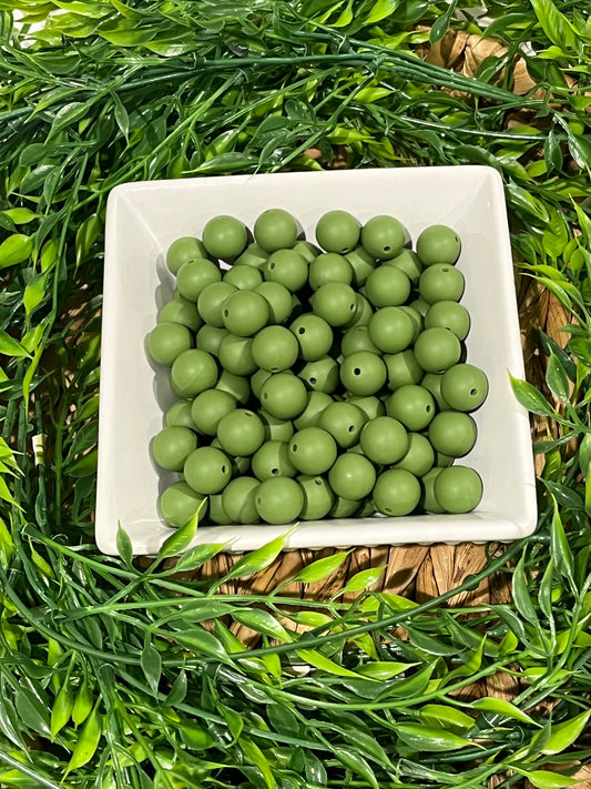 Silicone 15mm Bean Green Bead
