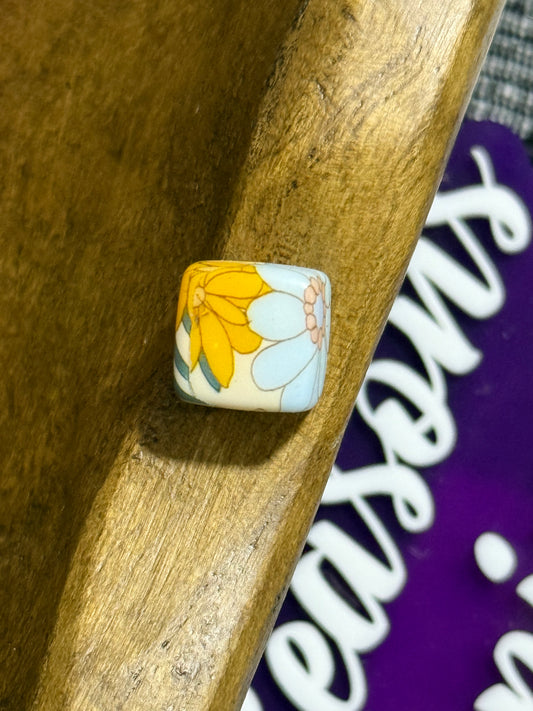 13.5mm Square Printed Silicone Bead