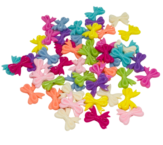 Mixed Color Plastic Mini Bow Spacer Bead 50 Count