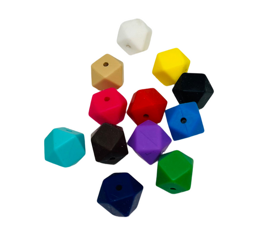 15 count 14mm Hexagon Silicone Solid Color Bead
