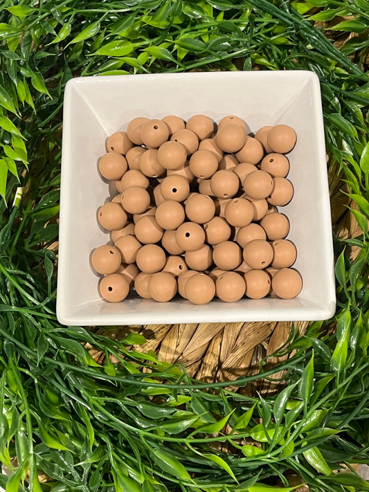 Silicone 15mm Camel Brown Bead