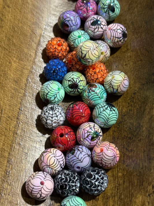 16mm Round Acrylic Bead Halloween Or Christmas 15 Count Bead Mix