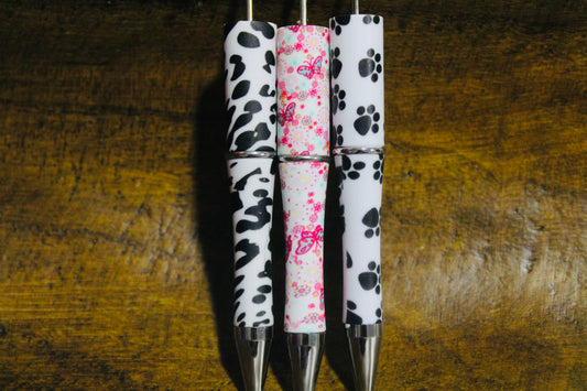 Printed Bead-able Black Ink Pen Multiple Pattern/Color Options