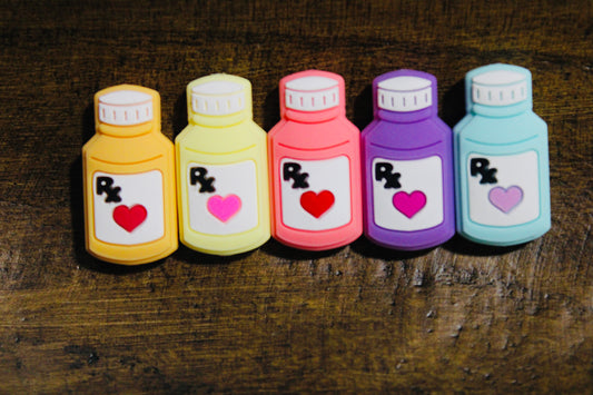 Small Medicine Bottle Silicone Focal Bead Multiple Color Options